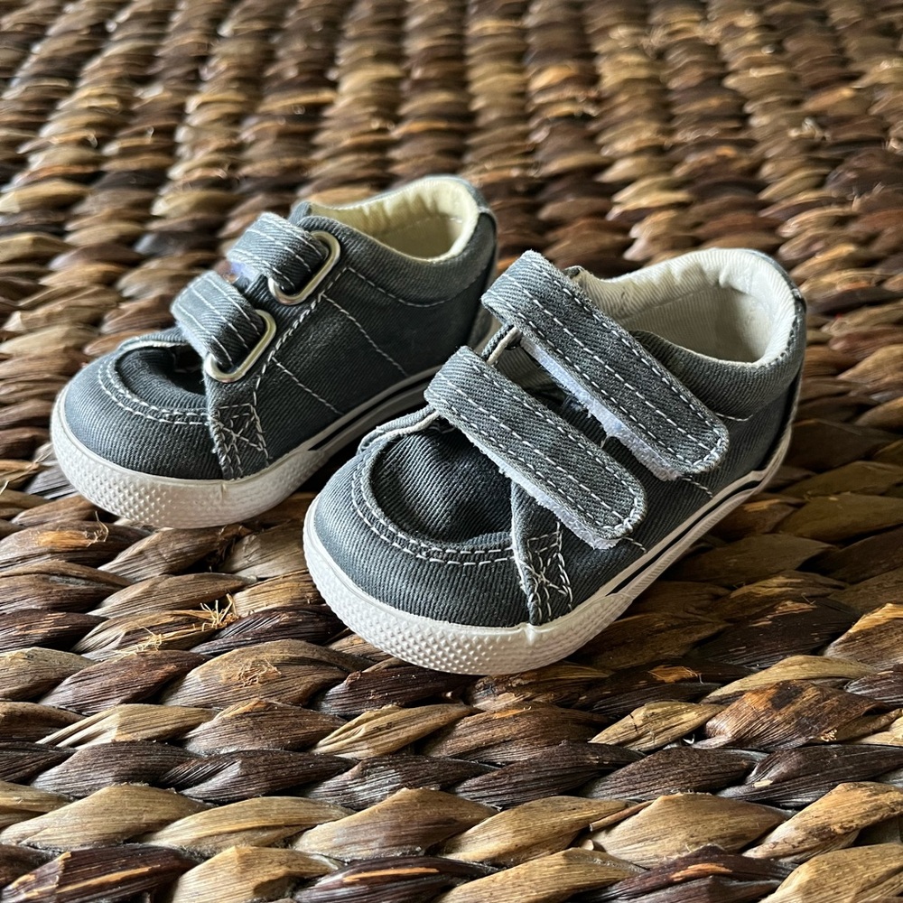 Sperry Baby Newborn Shoes Grey Canvas Boat Shoes Size 1M